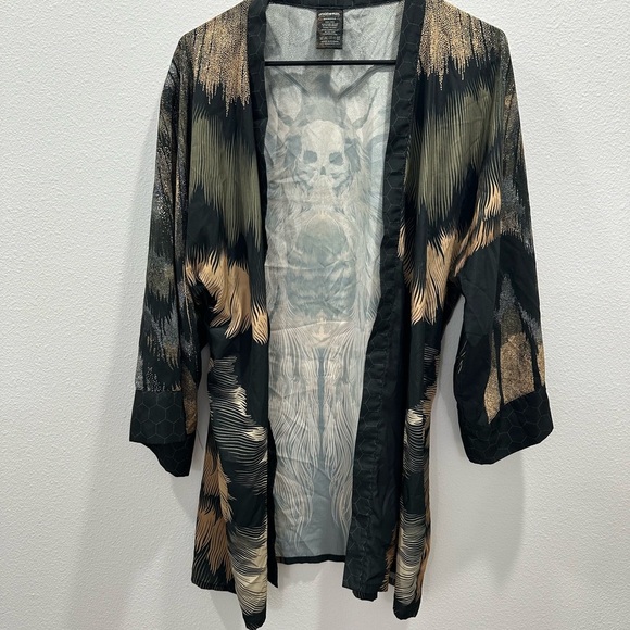 MalekinWear SHINOGA Death's Head Hawk Moth art kimono robe short spirit kaftan - Picture 6 of 6